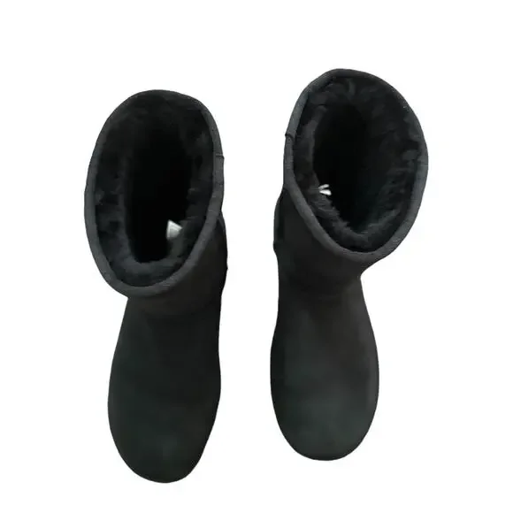 UGG Classic Short II Black Suede Shearling Boots Size 7 - Picture 9 of 12